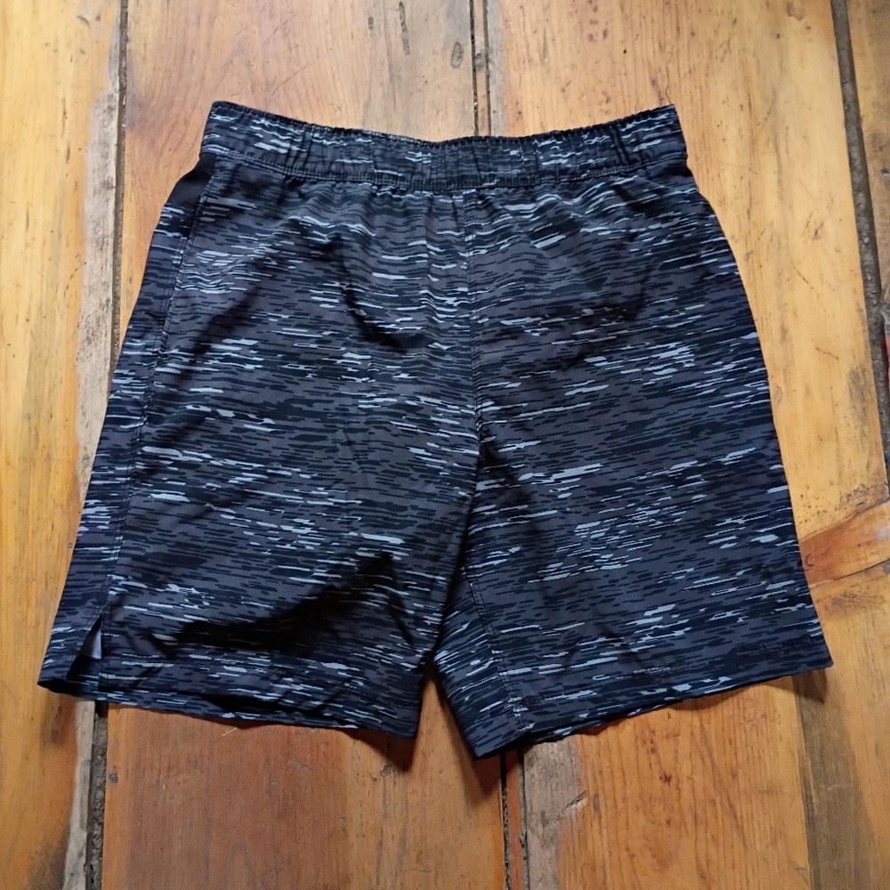 Speedo Men's Black Heathered Shorts Small Drawstring Pockets‎ Pull On